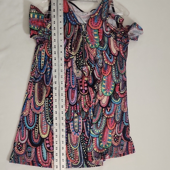 Multicolor Paisley Flutter Sleeve Off the Shoulder Top Size Small - Picture 8 of 9